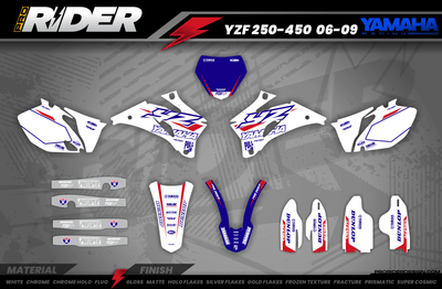 YZ YZF TTR PW Custom Graphics KIT YAMAHA WHITE FLAG