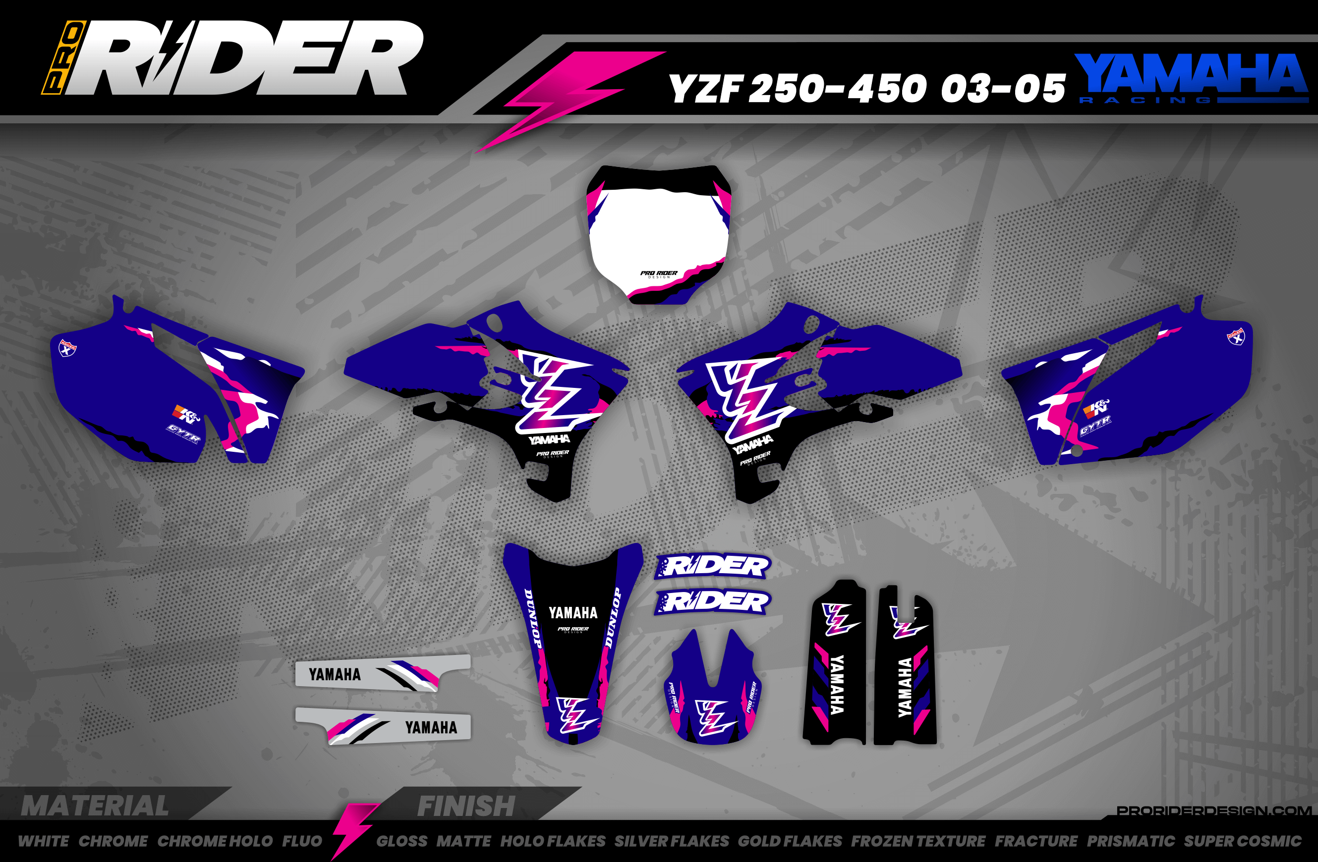 YZ YZF Custom Graphics KIT YAMAHA RETRO BLUE