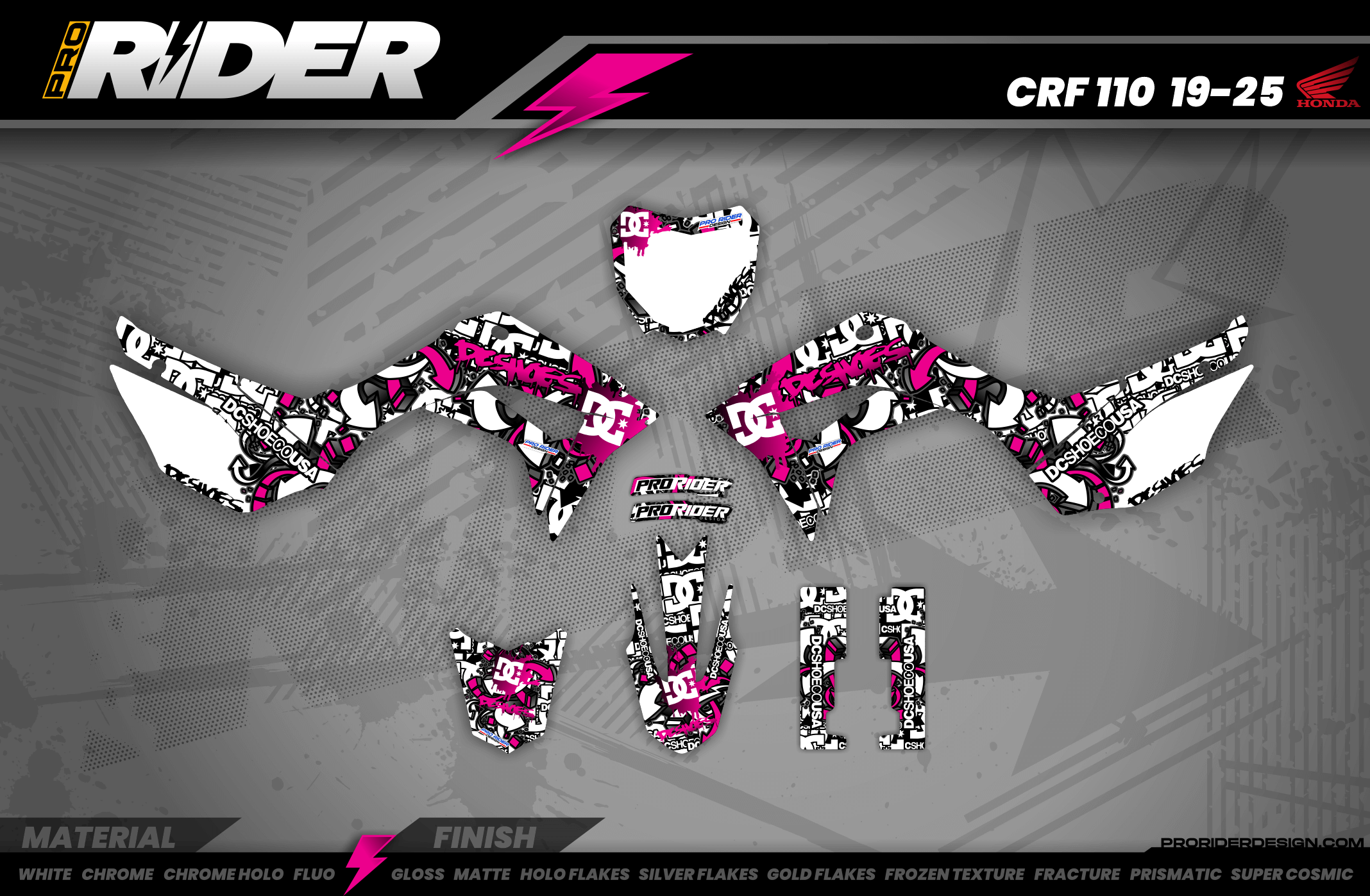 Graphics Kits DC B&W PINK : Ultra shock-resistant graphics