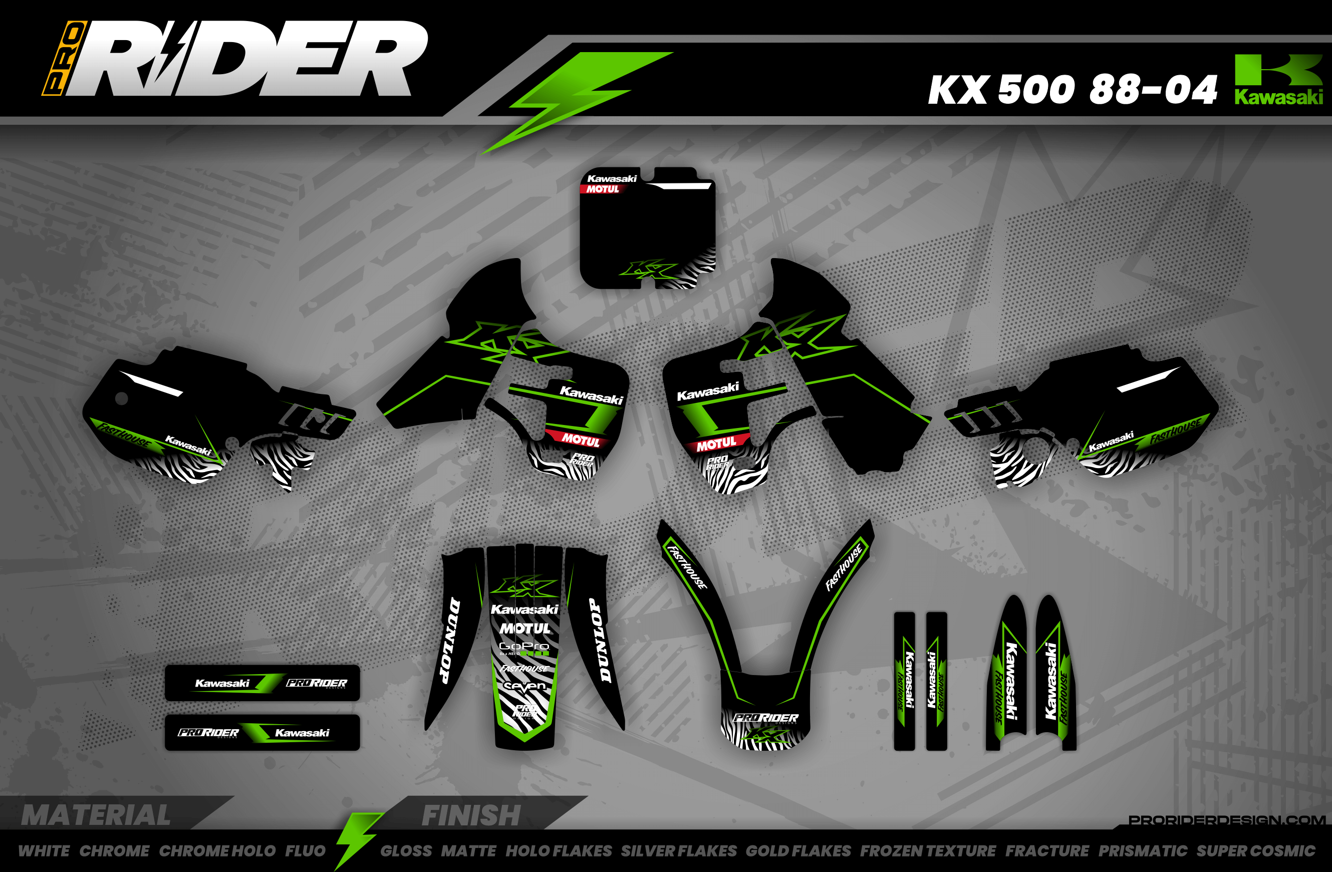 KAWASAKI Graphics Kit MOTUL BLACK and GREEN