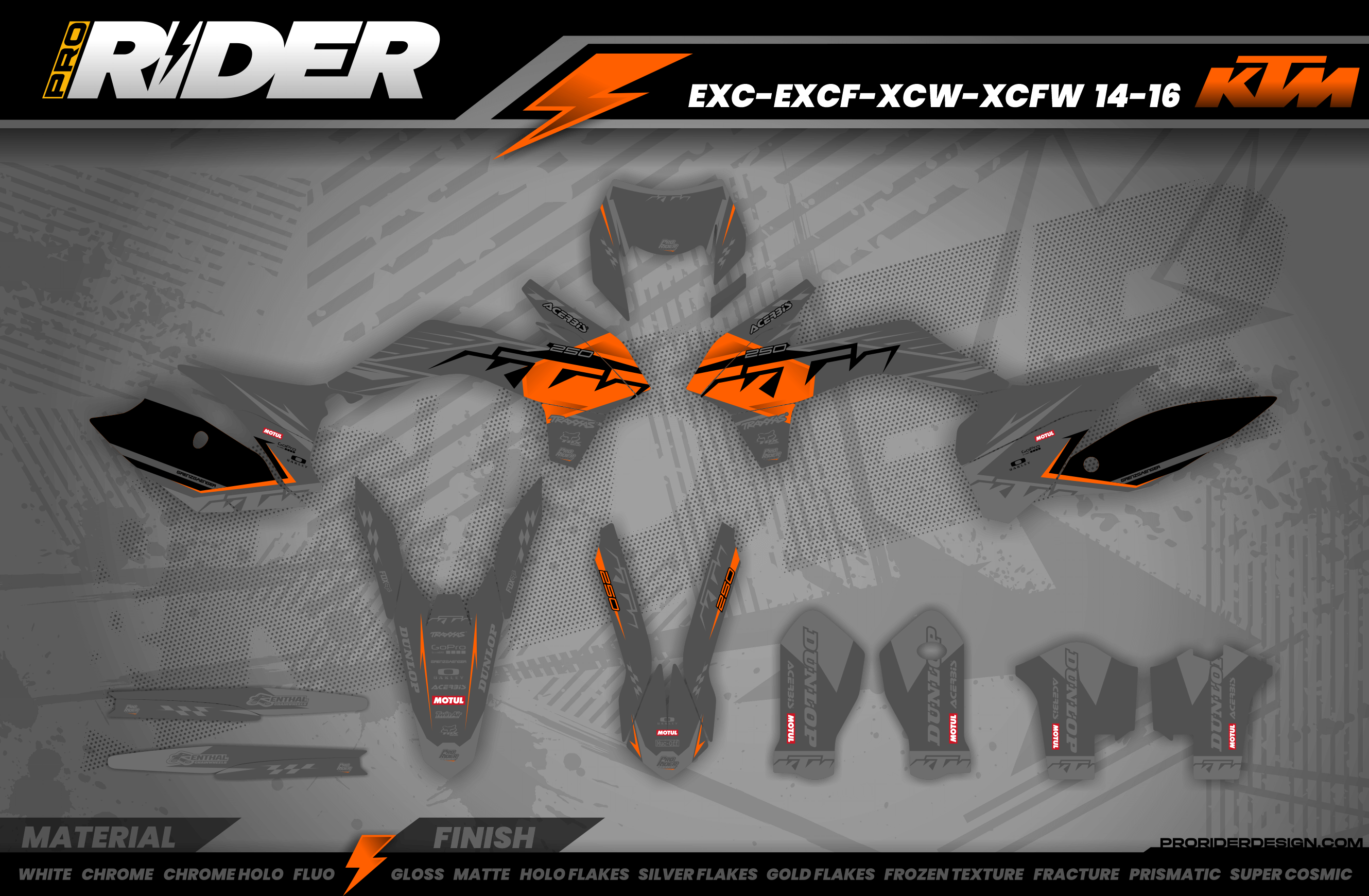 KTM Graphics SX XC SXF XCF EXC.. - ProLine Grey/orange