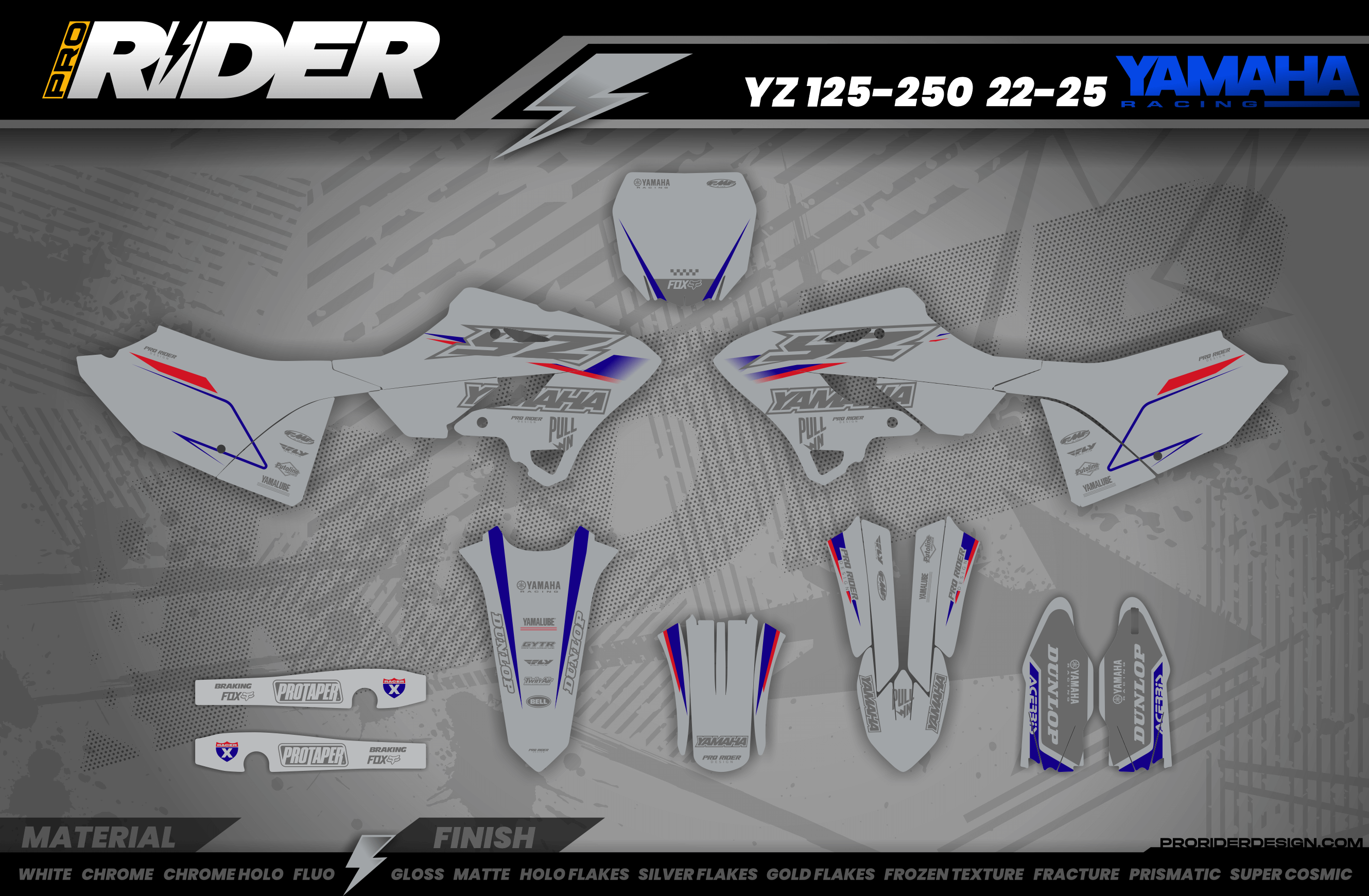 YZ YZF TTR PW Custom Graphics KIT YAMAHA GREY FLAG