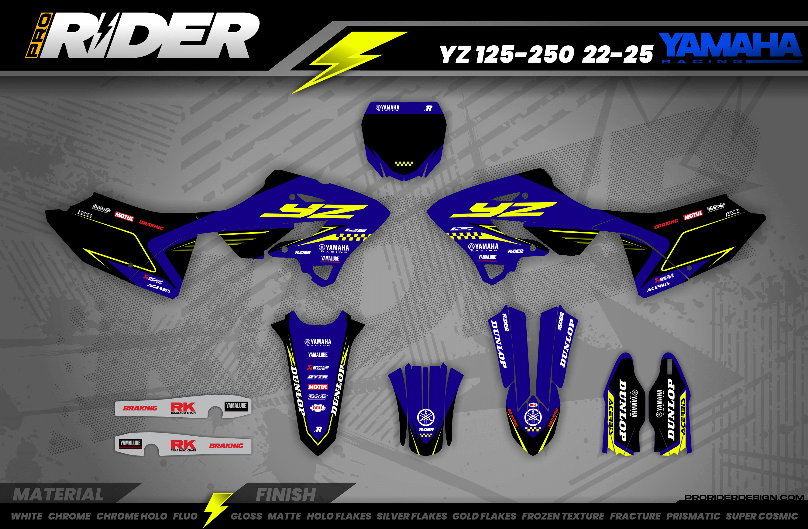 KINETIC YELLOW YAMAHA FULL GRAPHICS KIT