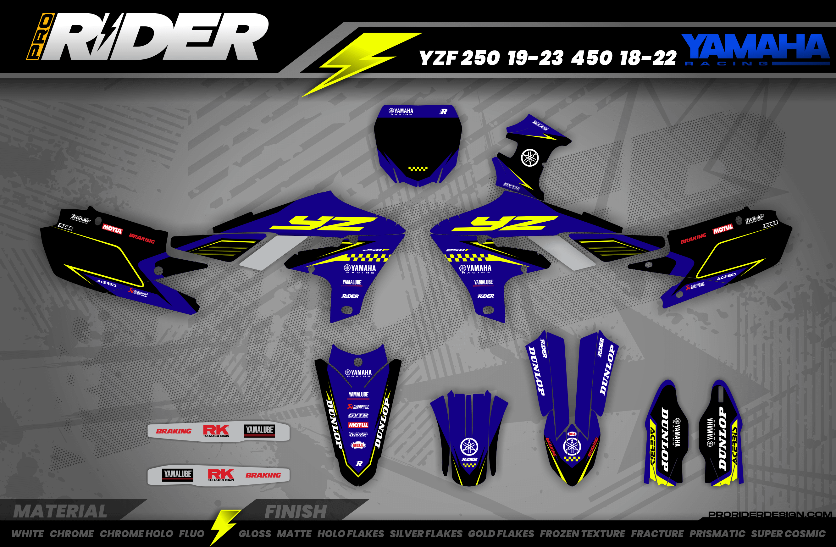 KINETIC YELLOW YAMAHA FULL GRAPHICS KIT