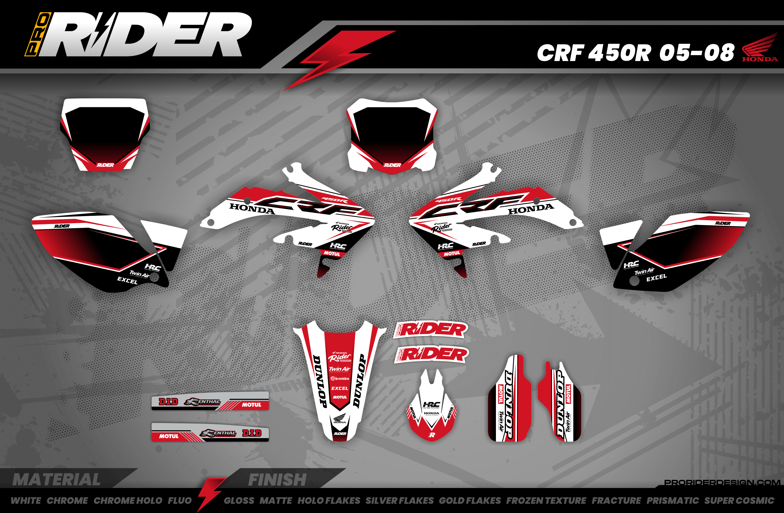 WHITE HRC Line HONDA Full Graphics Kit