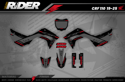 HONDA Full Graphics Kit BLACK CRASH