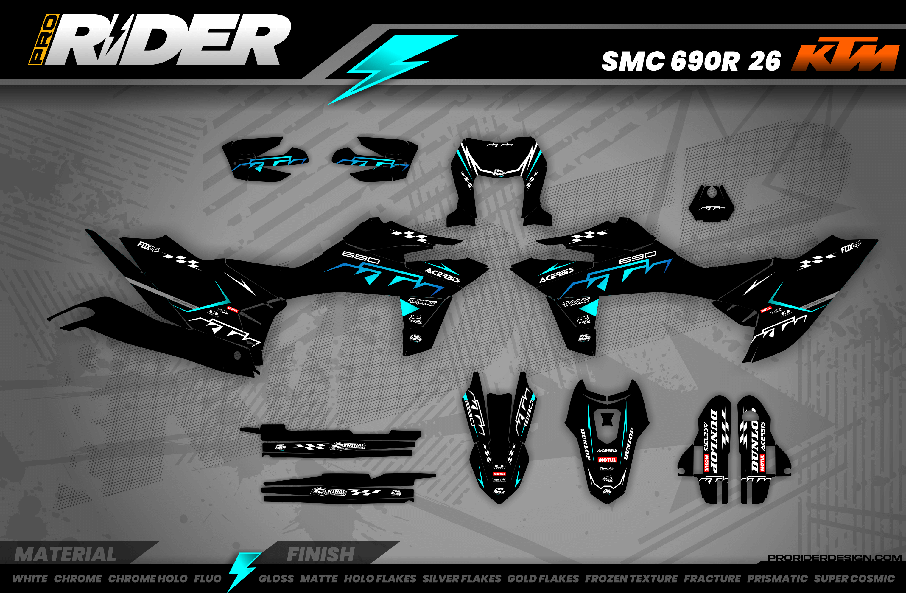 KTM SUPERMOTO Full Graphics Kit | Proline black Teal