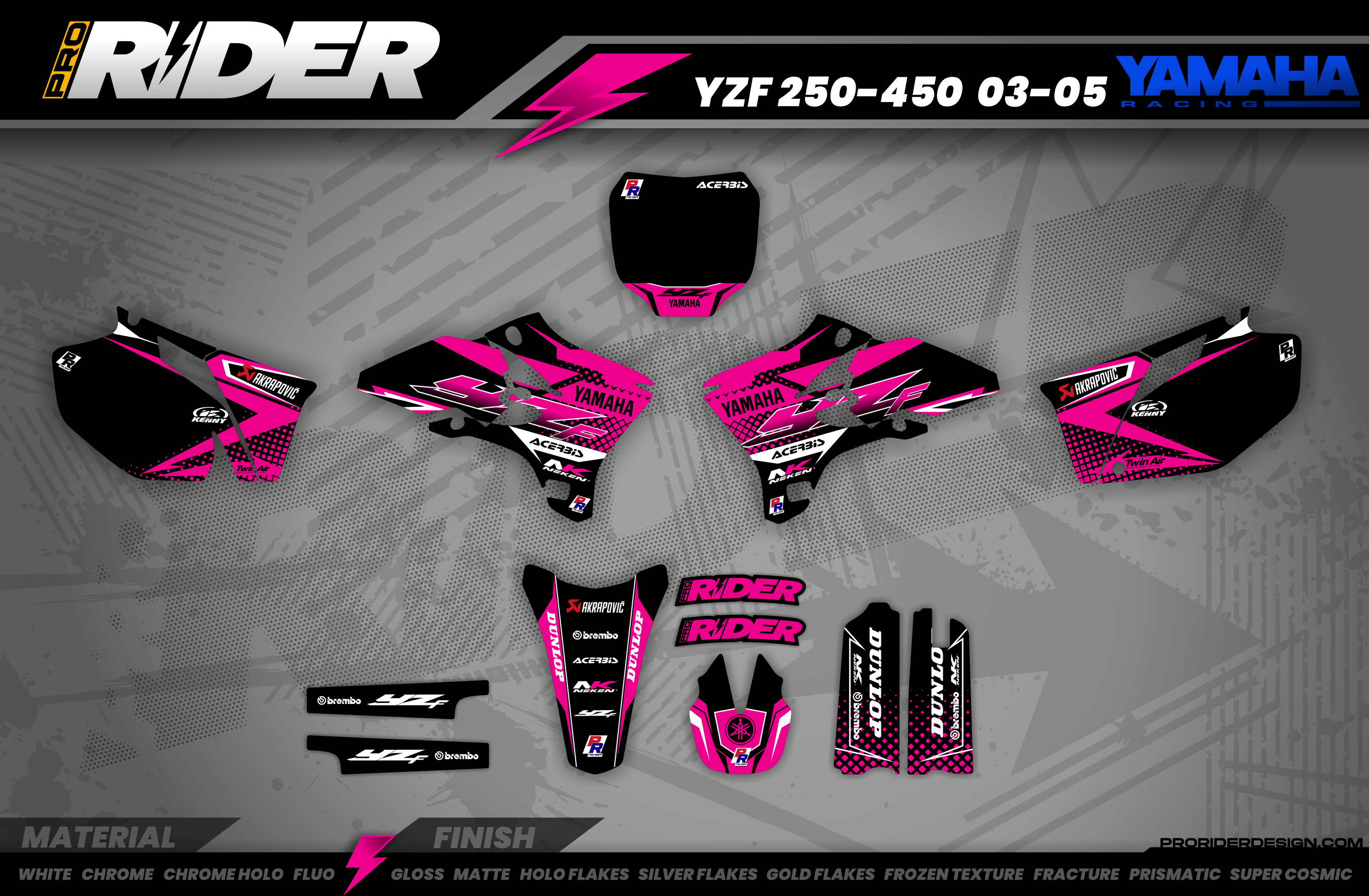 Dirt Bike Graphic kits yamaha FACTORY ENERGY PINK : Ultra-resistant glue