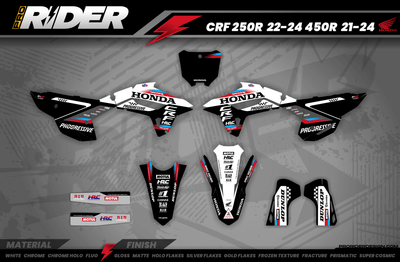 HONDA Custom Graphics Motocross TEAM HRC PROGRESSIVE | BLACK & WHITE