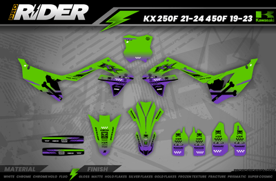 OFF WHITE HYPERGREEN Kawasaki Full Graphics Kit
