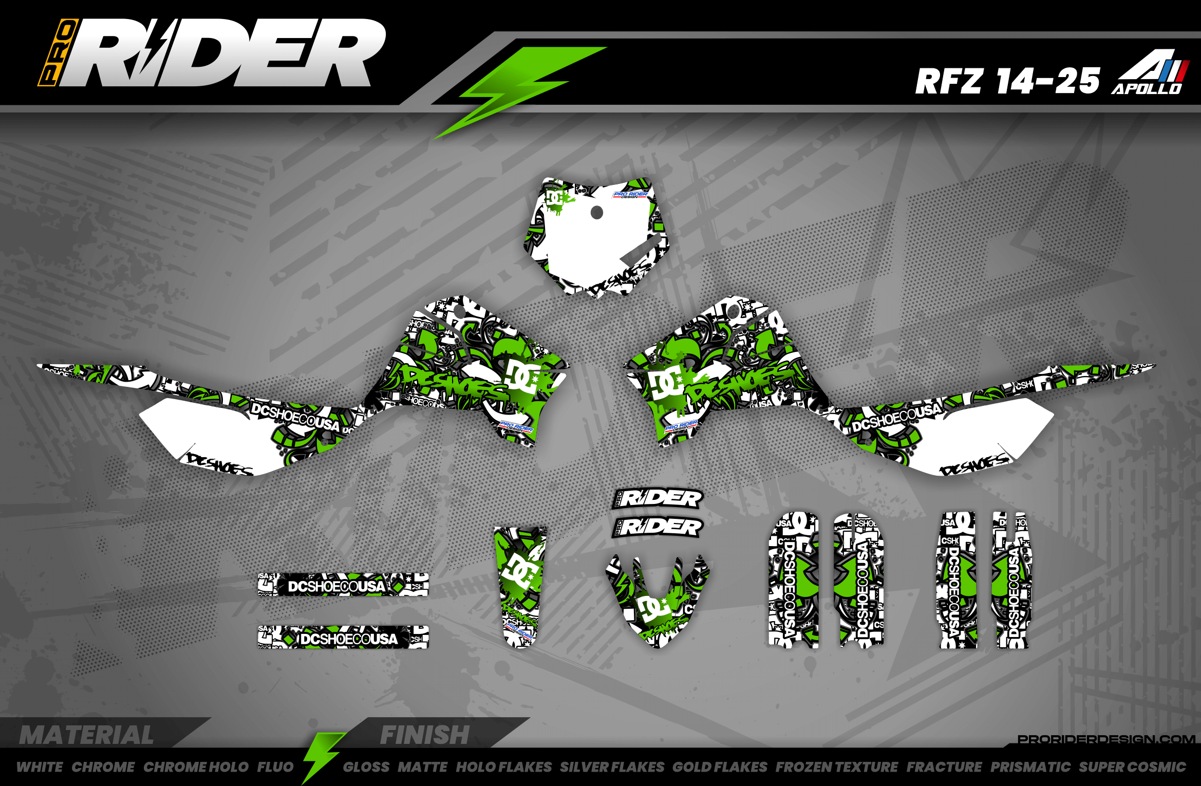 Graphics Kits DC B&W GREEN : Ultra shock-resistant