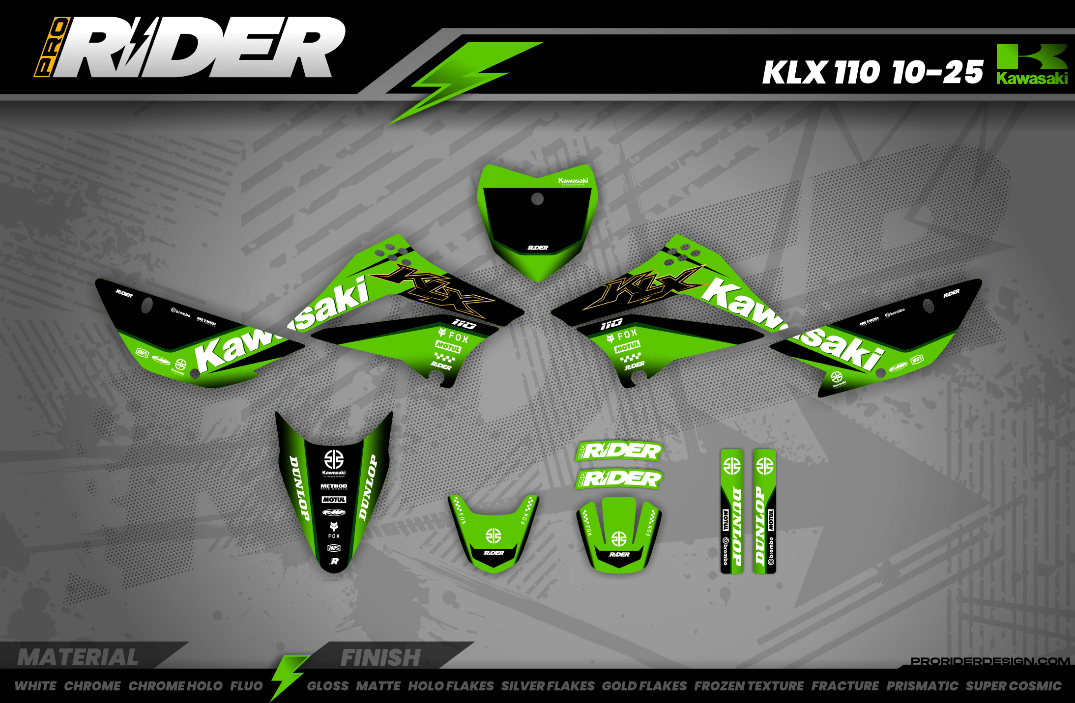 Kawasaki Full Graphics Kit | Green Core — Premium Custom Motocross Decals