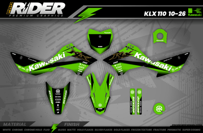 Kawasaki Full Graphics Kit | Green Core — Premium Custom Motocross Decals