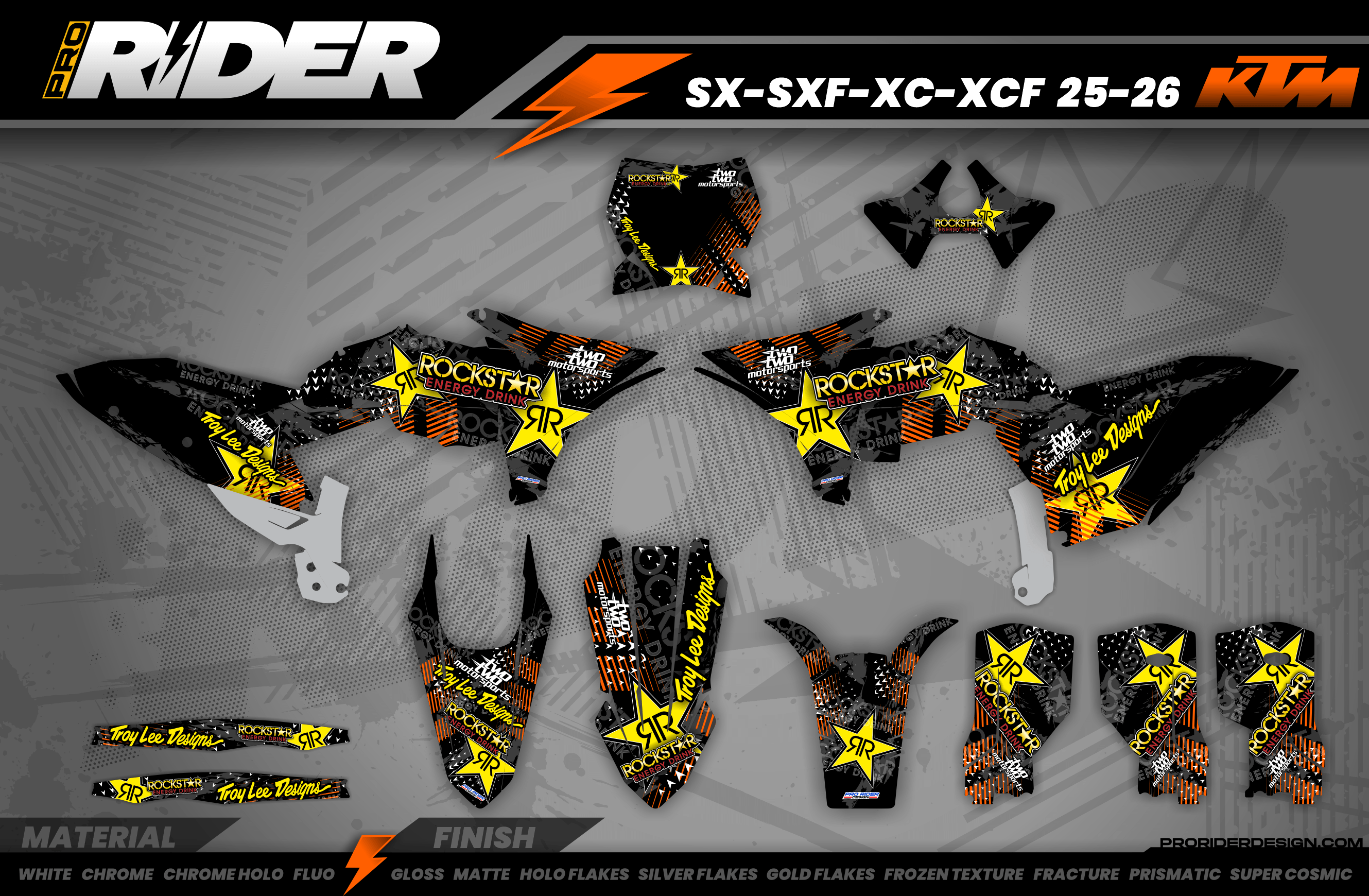Graphics Kit ROCKSTAR ENERGY ORANGE : Give a new youth to your bike