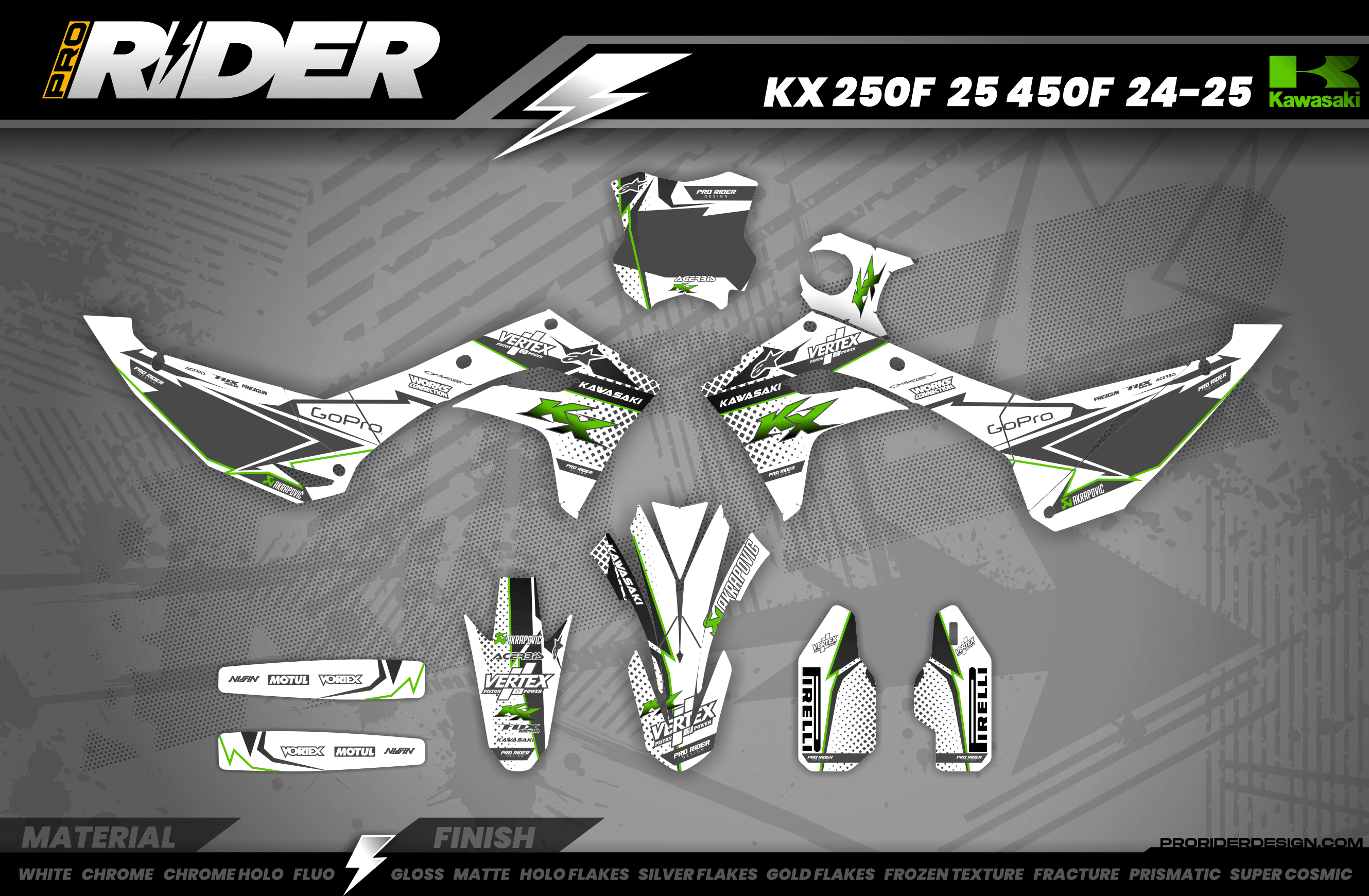 KAWASAKI Graphics Kit VERTEX White
