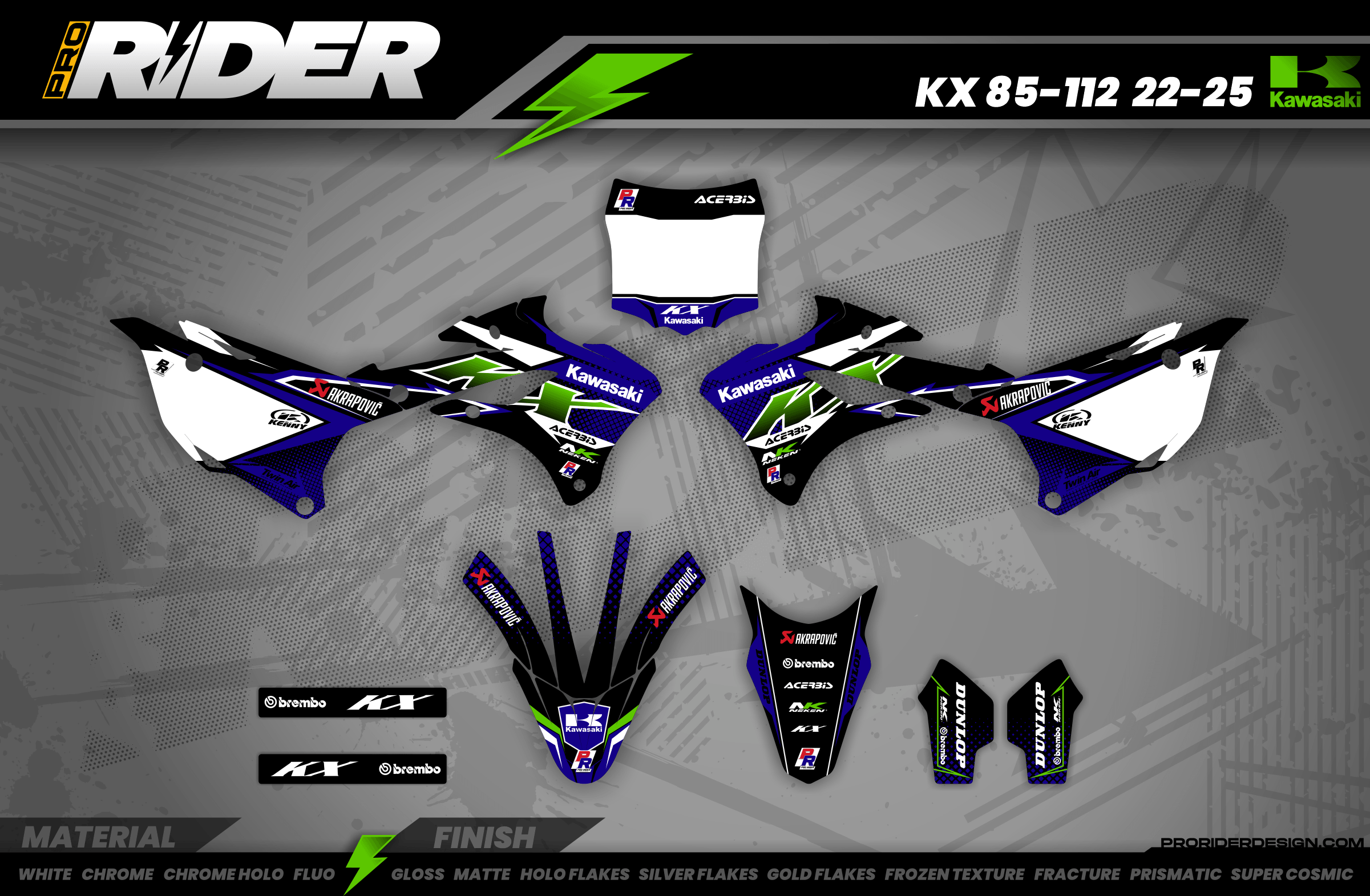 Kawasaki graphics FACTORY ENERGY BLUE GREEN : breathtaking kit Graphics