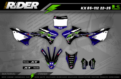 Kawasaki graphics FACTORY ENERGY BLUE GREEN : breathtaking kit Graphics