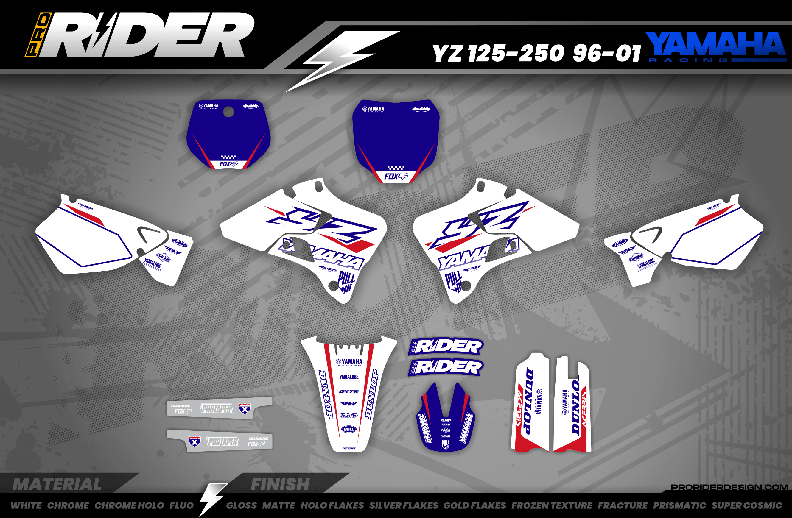 YZ YZF TTR PW Custom Graphics KIT YAMAHA WHITE FLAG