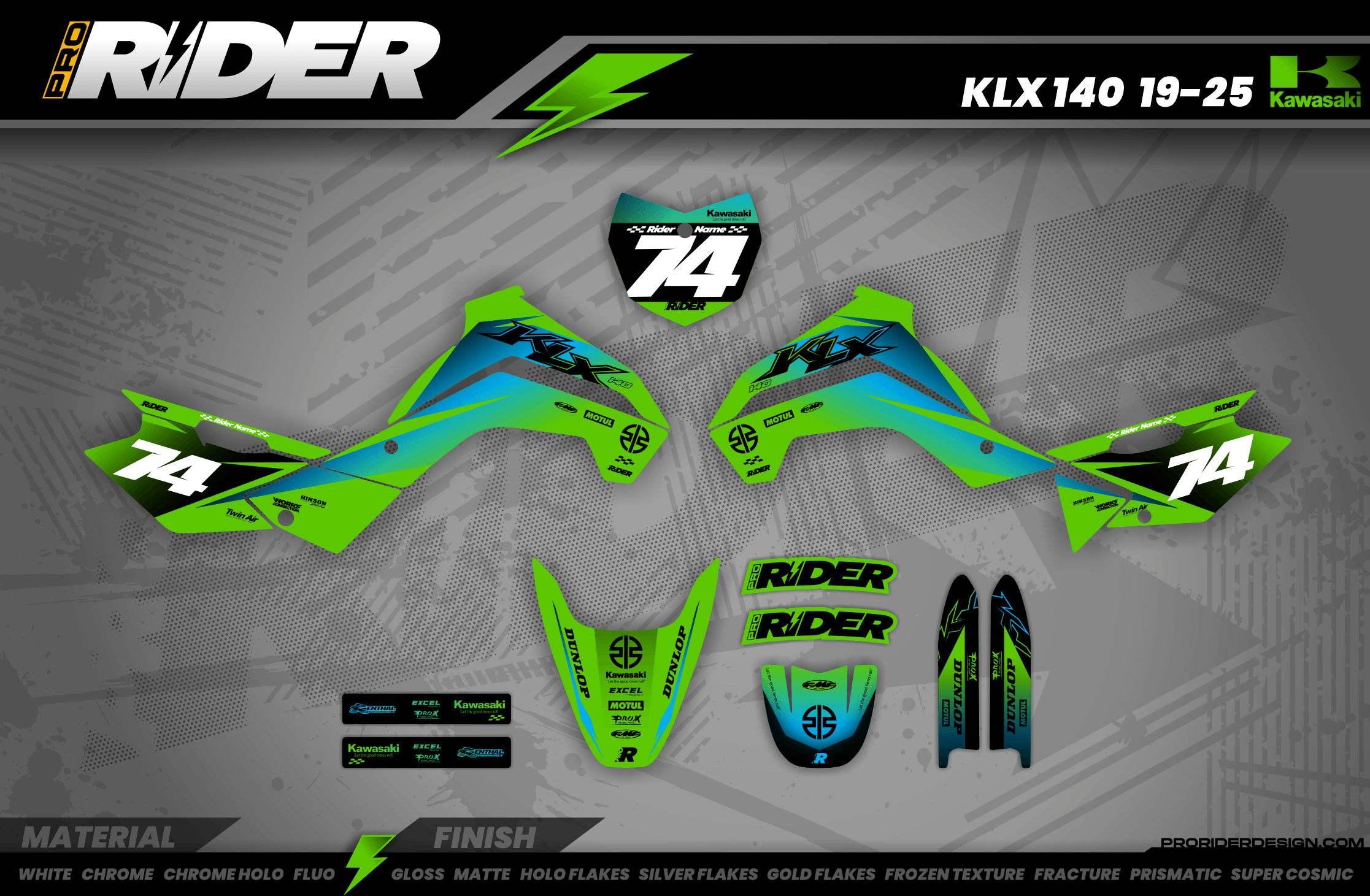 GREEN RACESPEC KAWASAKI FULL GRAPHICS KIT