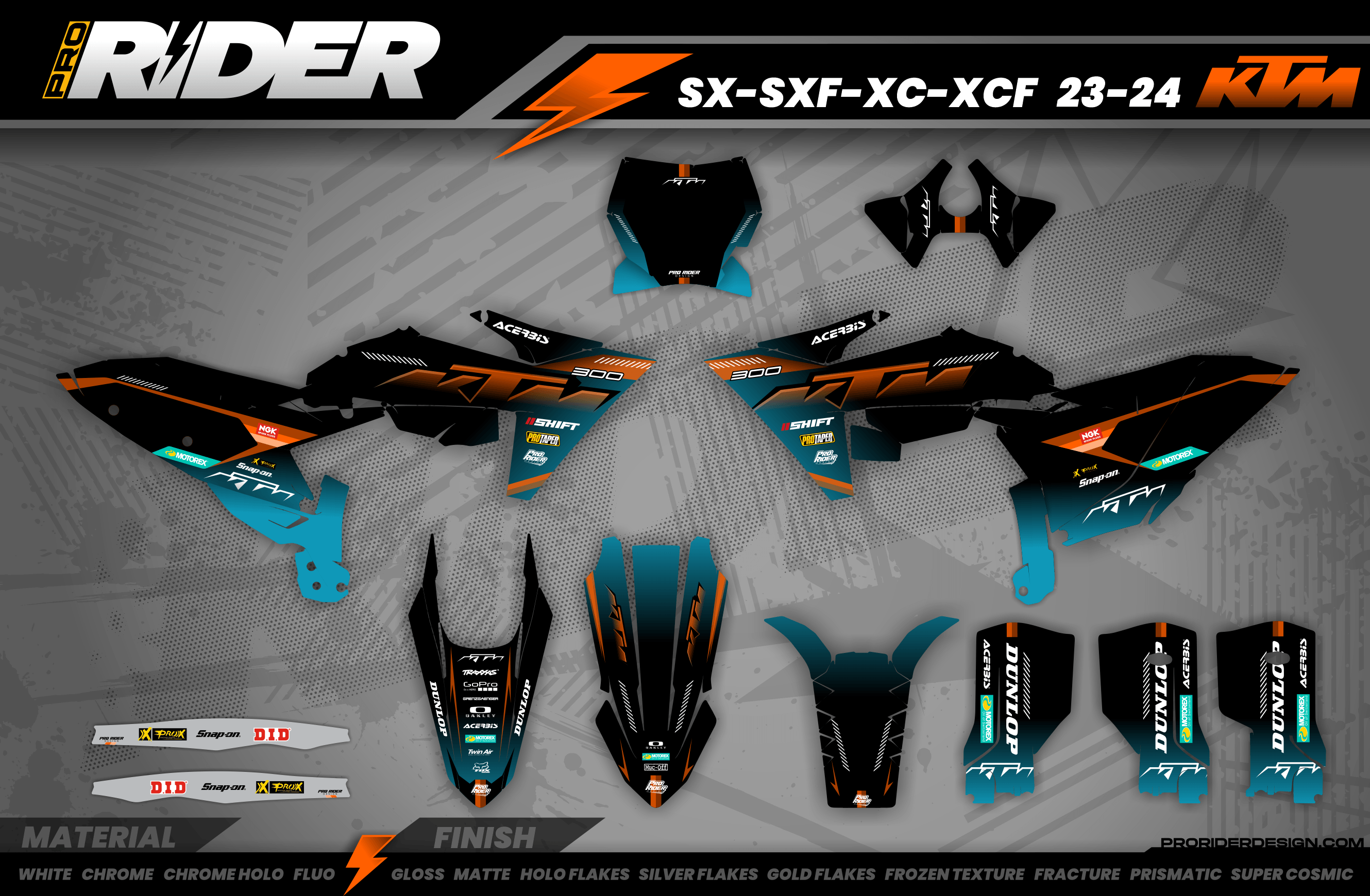 KTM Graphics SX XC SXF XCF EXC.. | Shadow Edition | Black orange dark teal