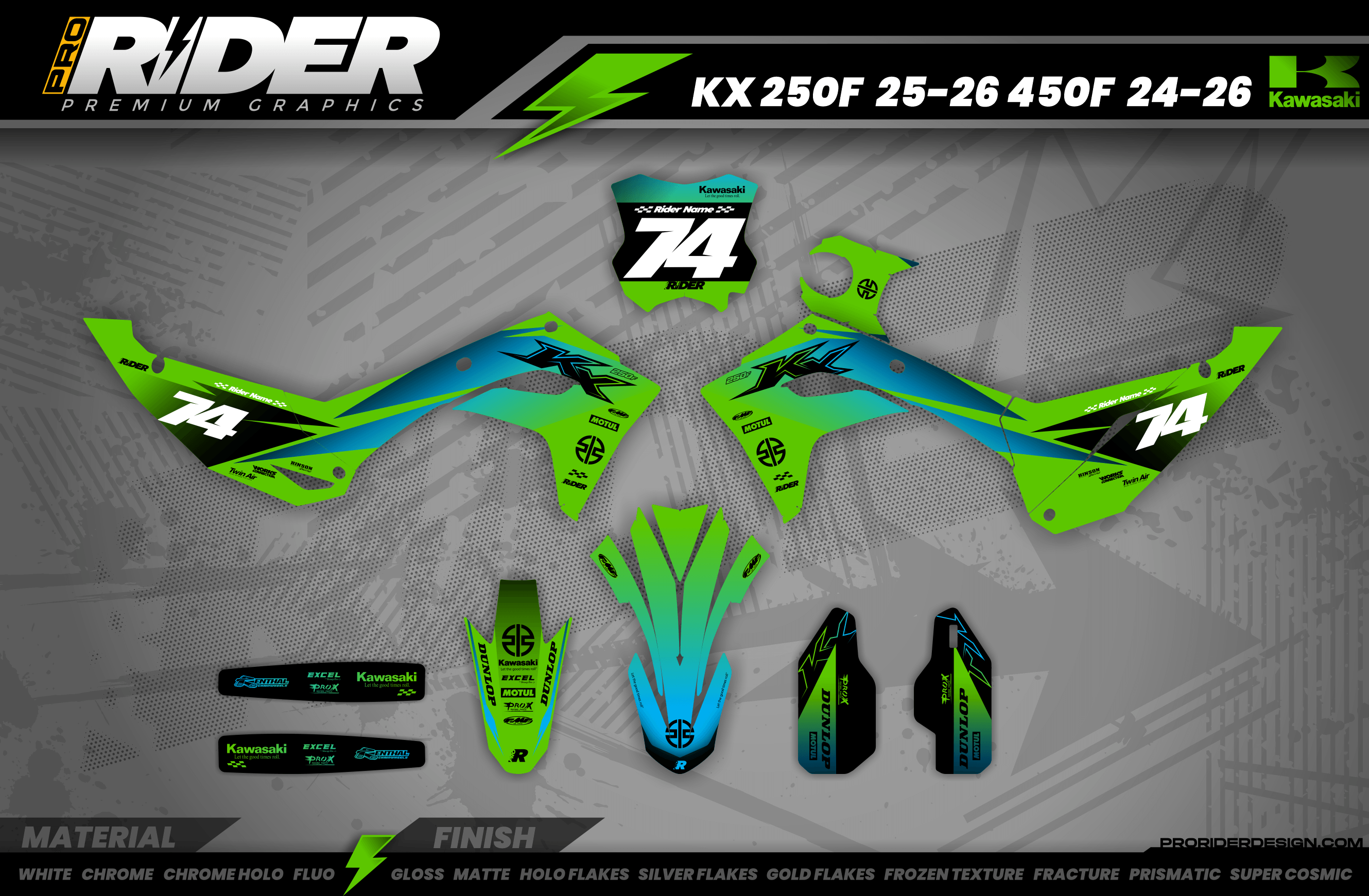 GREEN RACESPEC KAWASAKI FULL GRAPHICS KIT
