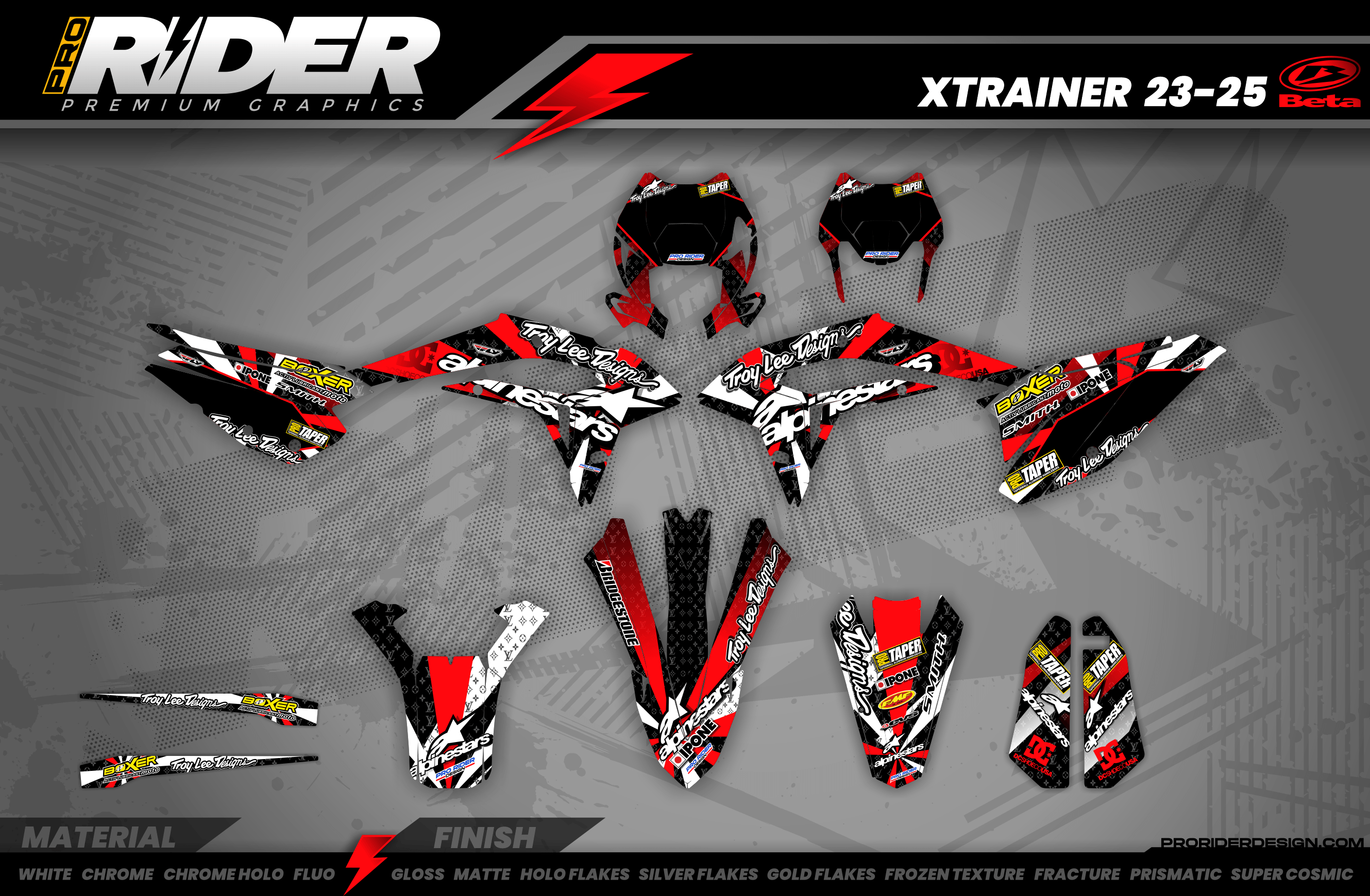 Graphics Kit ALPINESTARS RED : Design designed for your Motocross