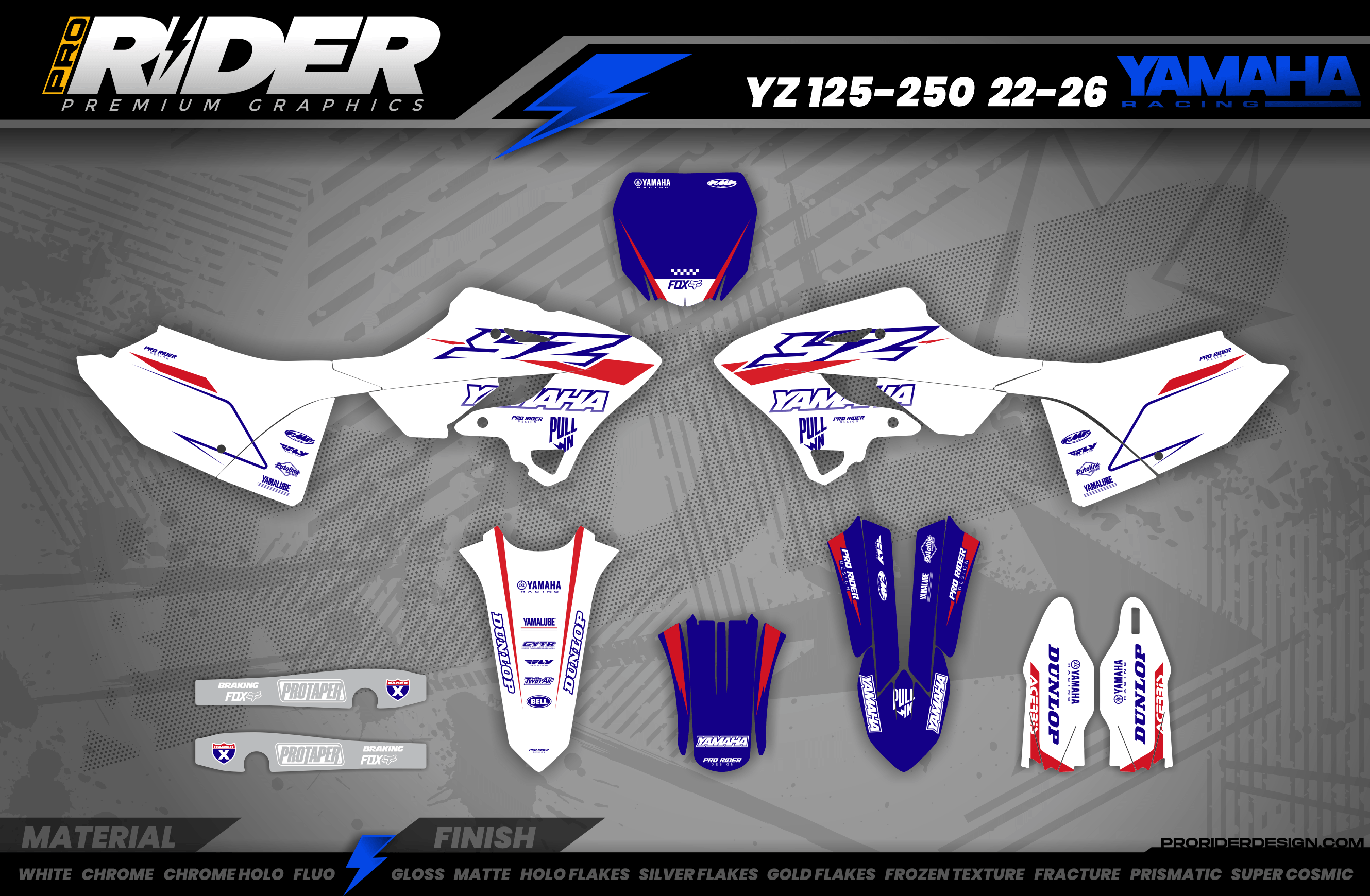 YZ YZF TTR PW Custom Graphics KIT YAMAHA WHITE FLAG