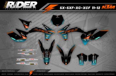 KTM Graphics SX XC SXF XCF EXC.. | Shadow Edition | Black orange dark teal