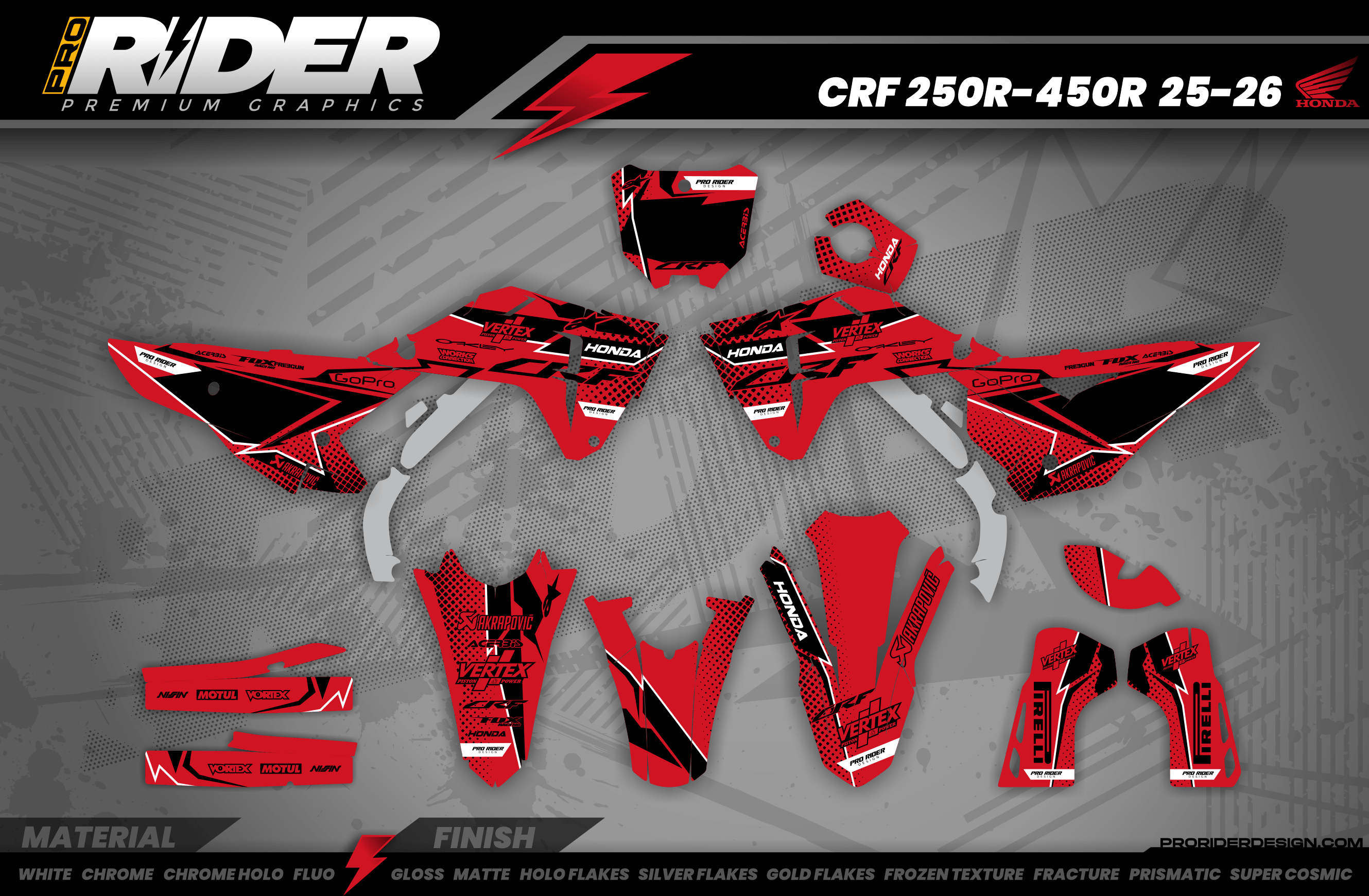 HONDA Graphics Kit VERTEX Red