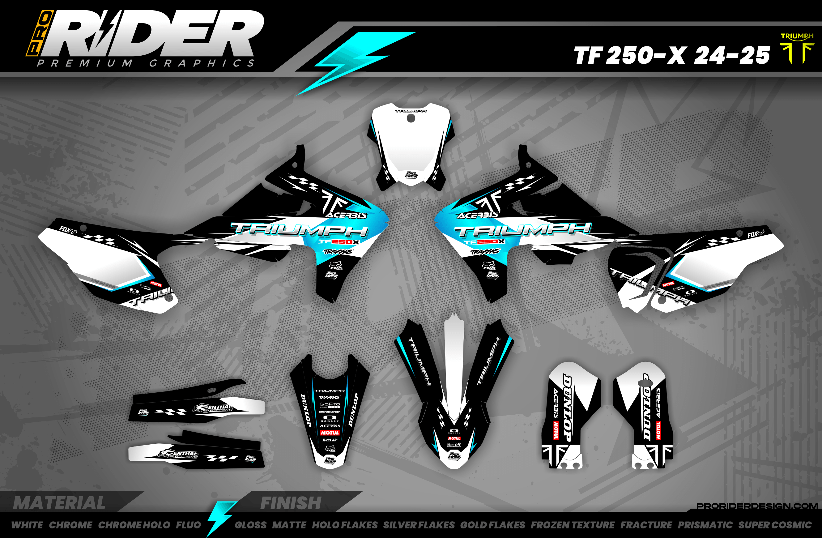 TRIUMPH Full Graphics Kit | Teal white lines