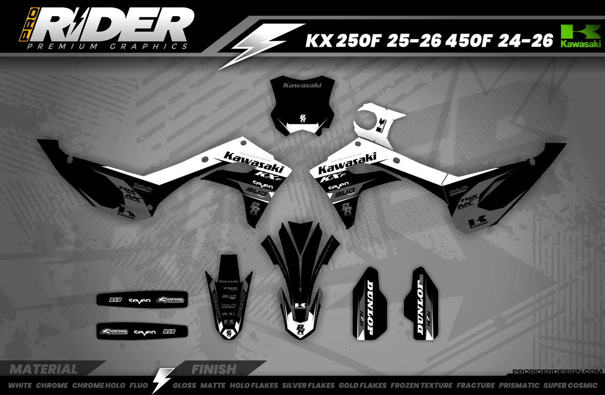 Kawasaki Graphics BUD RACING BLACK WHITE : Ultra shock resistant