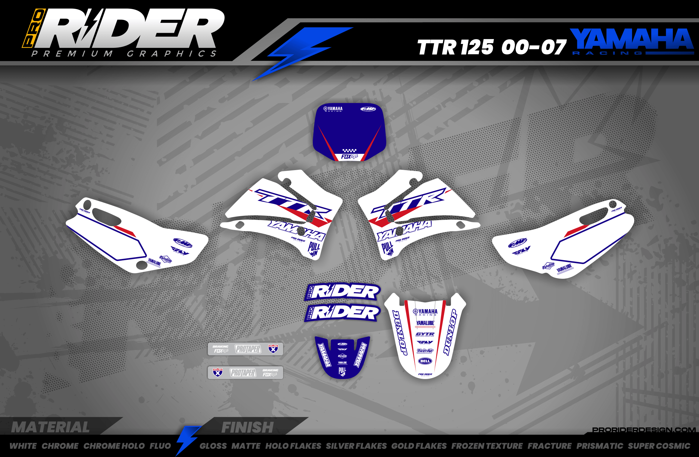 YZ YZF TTR PW Custom Graphics KIT YAMAHA WHITE FLAG
