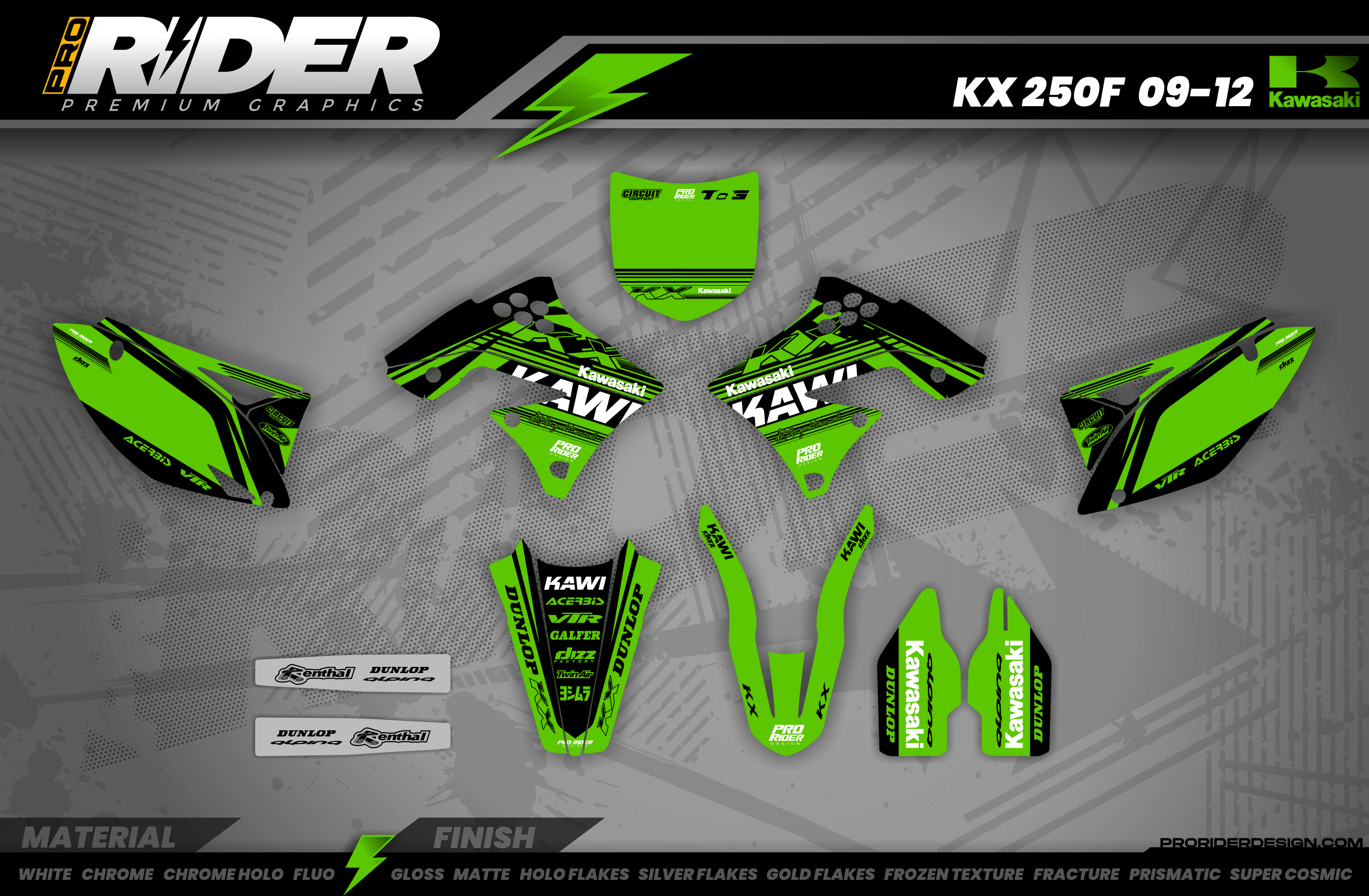 KAWASAKI Graphics Kit KAWI GREEN FIRST