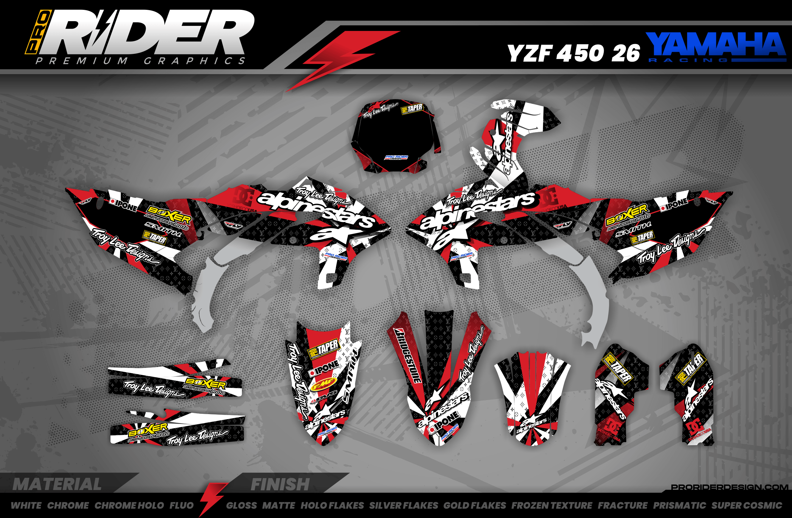 Graphics Kit ALPINESTARS RED : Design designed for your Motocross