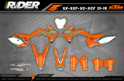 KTM Graphics SX XC SXF XCF EXC.. | Shadow Edition | Orange teal
