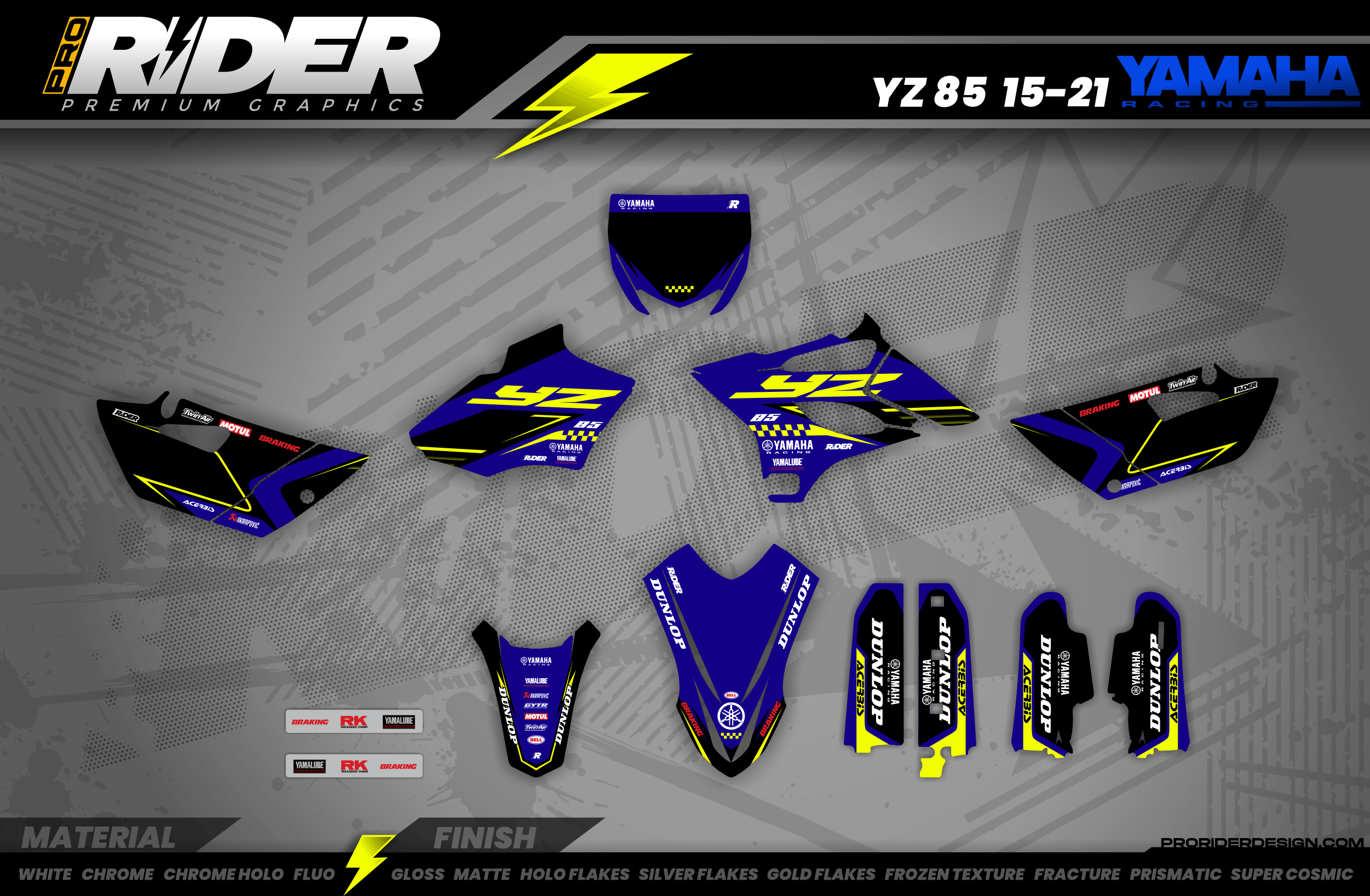KINETIC YELLOW YAMAHA FULL GRAPHICS KIT