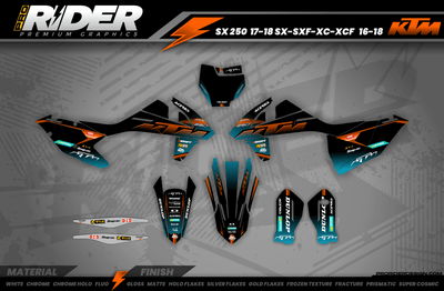 KTM Graphics SX XC SXF XCF EXC.. | Shadow Edition | Black orange dark teal