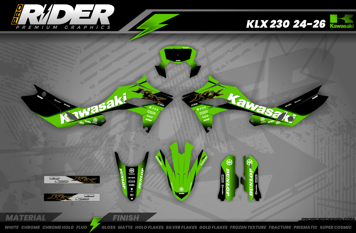 Kawasaki Full Graphics Kit | Green Core — Premium Custom Motocross Decals