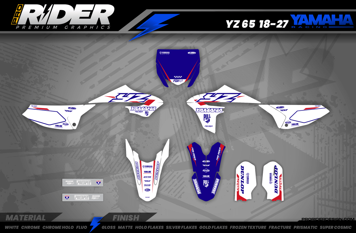 YZ YZF TTR PW Custom Graphics KIT YAMAHA WHITE FLAG