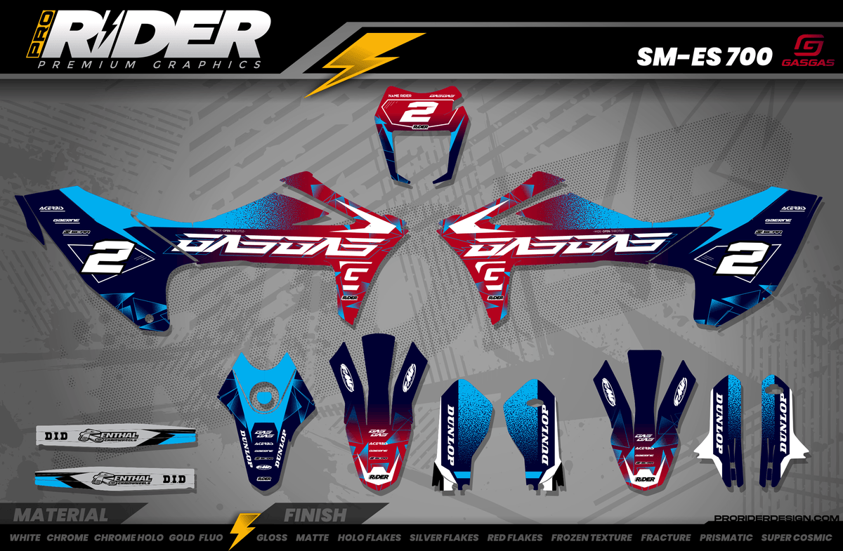 GASGAS 700 Full Graphics Kit | Ignis Red Light Blue
