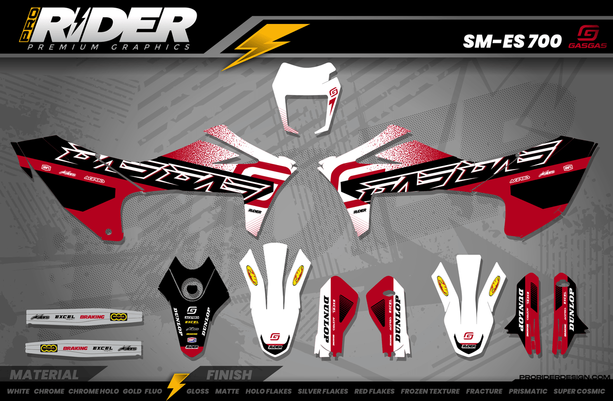 GASGAS 700 Full Graphics Kit | Phantom White Red