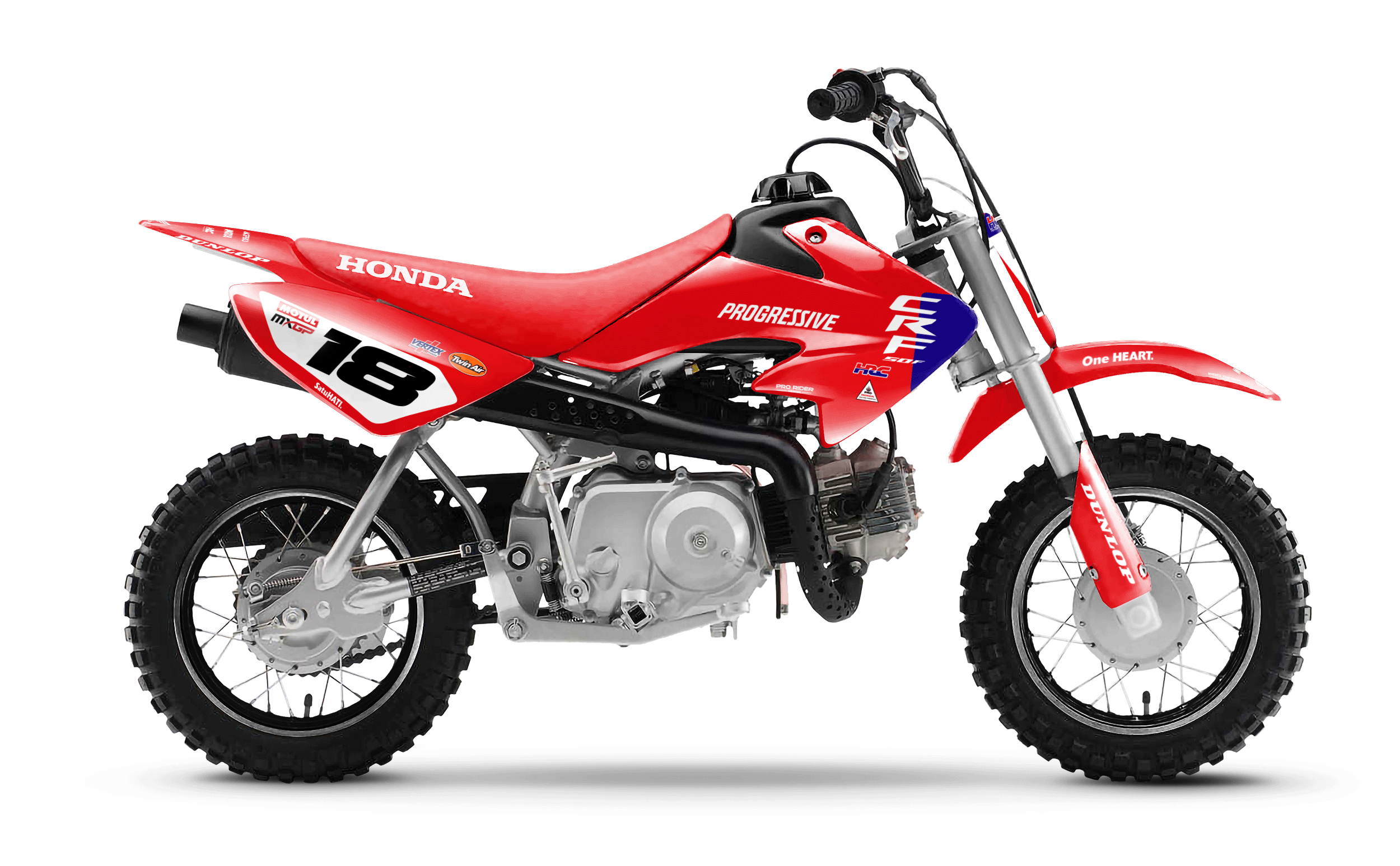 HONDA CRF 50 / 70 / 80 / 100 / 110 / 125 Full Graphics kit | HRC SMX Team Progressive red