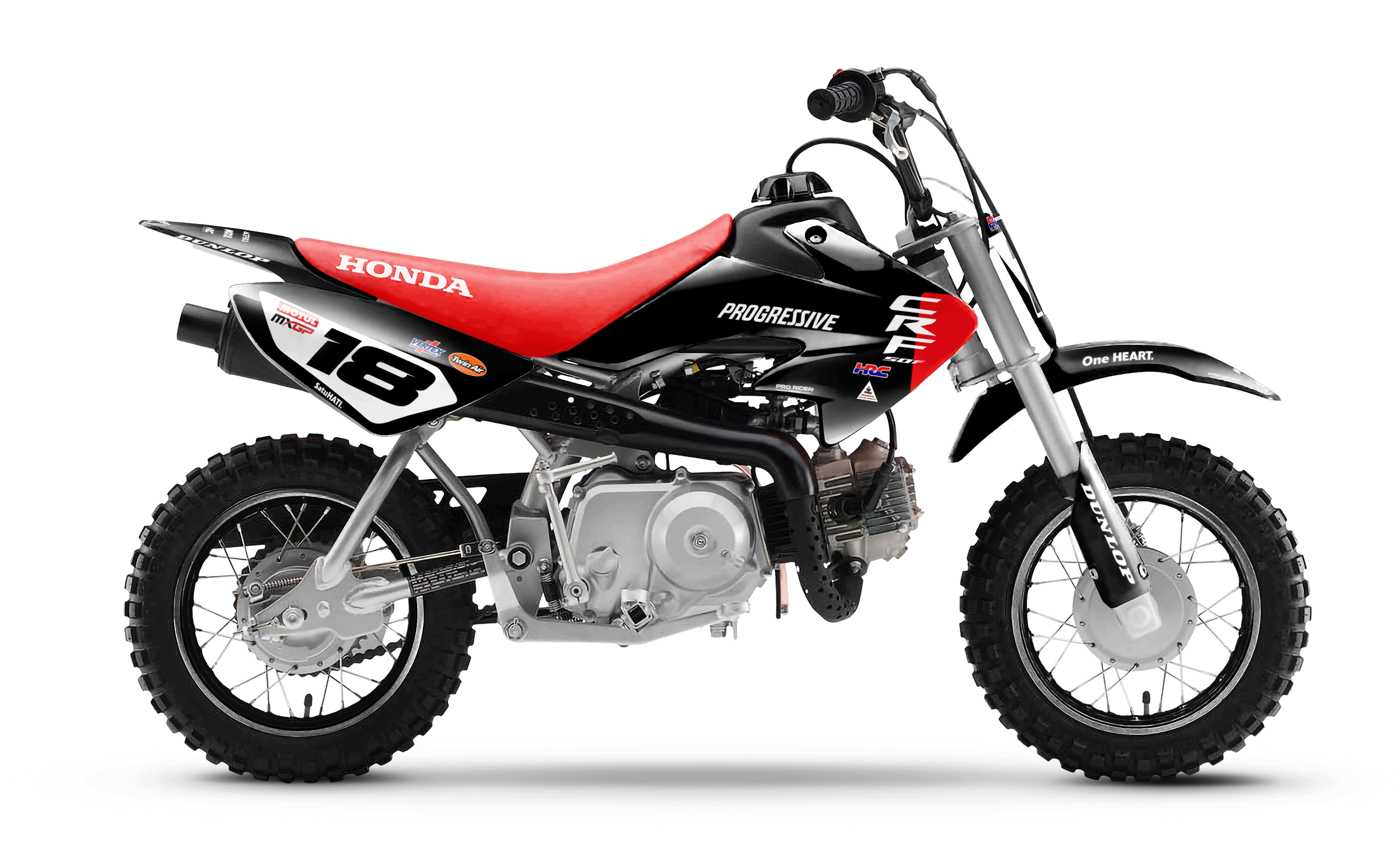 HONDA CRF 50 / 70 / 80 / 100 / 110 / 125 Full Graphics kit | HRC SMX Team Progressive black