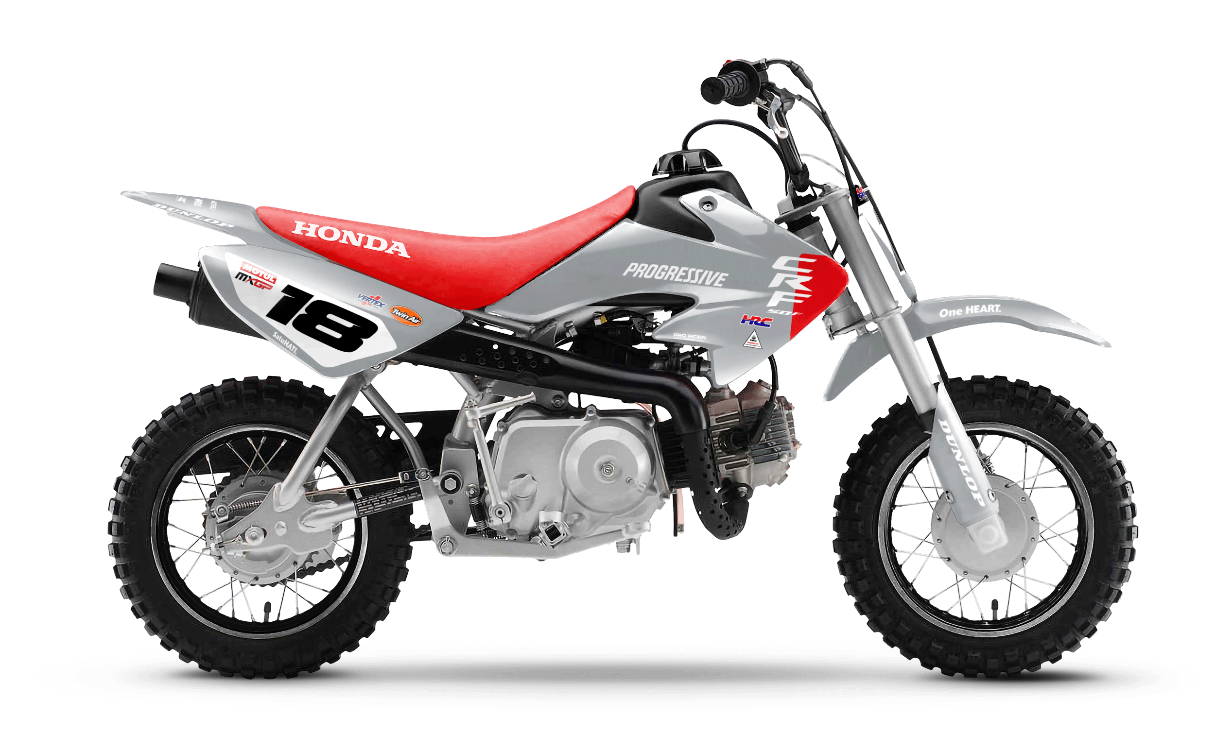 HONDA CRF 50 / 70 / 80 / 100 / 110 / 125 Full Graphics kit | HRC SMX Team Progressive grey