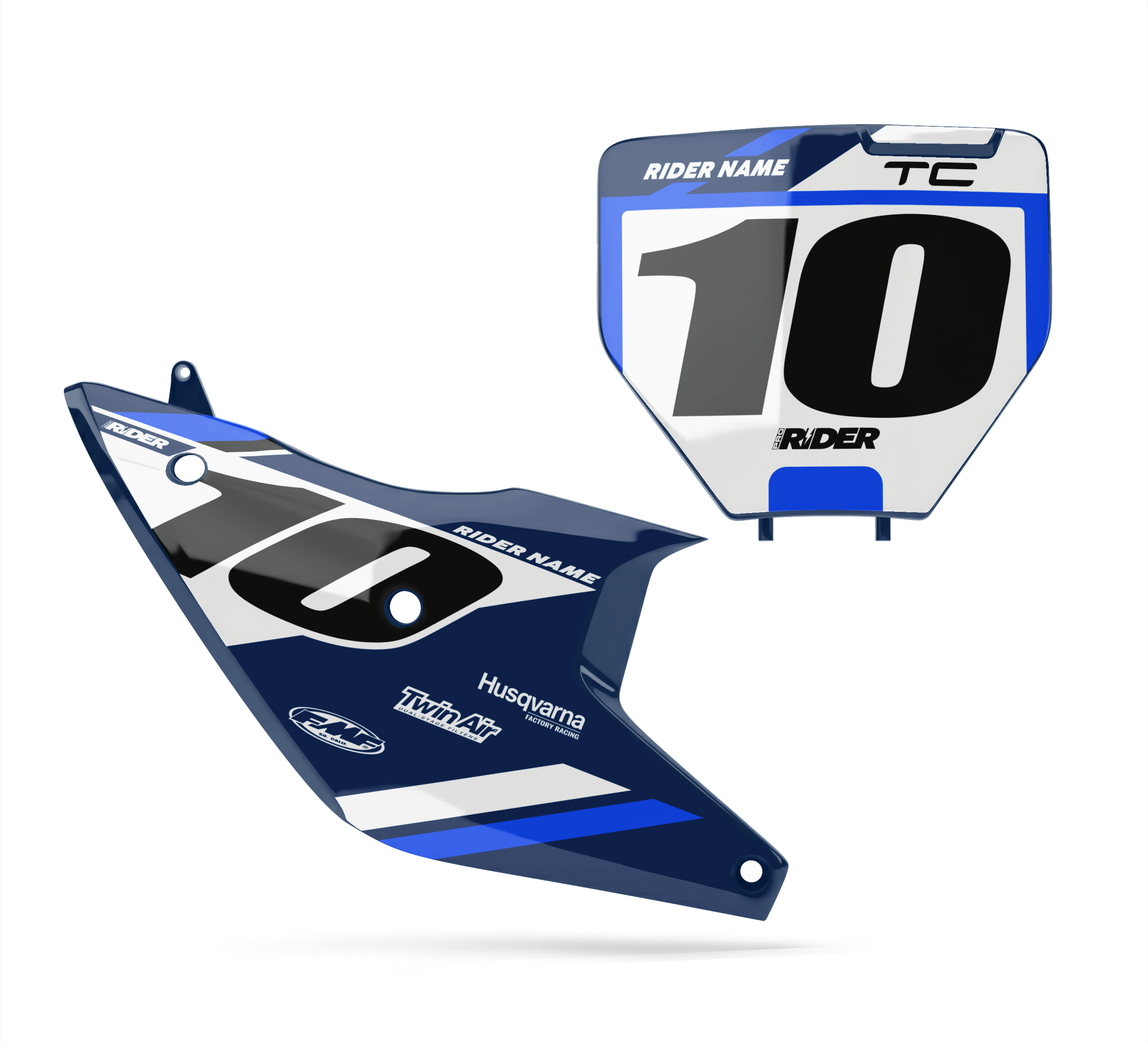 HUSQVARNA Custom Number Plates | Alkar White Blue