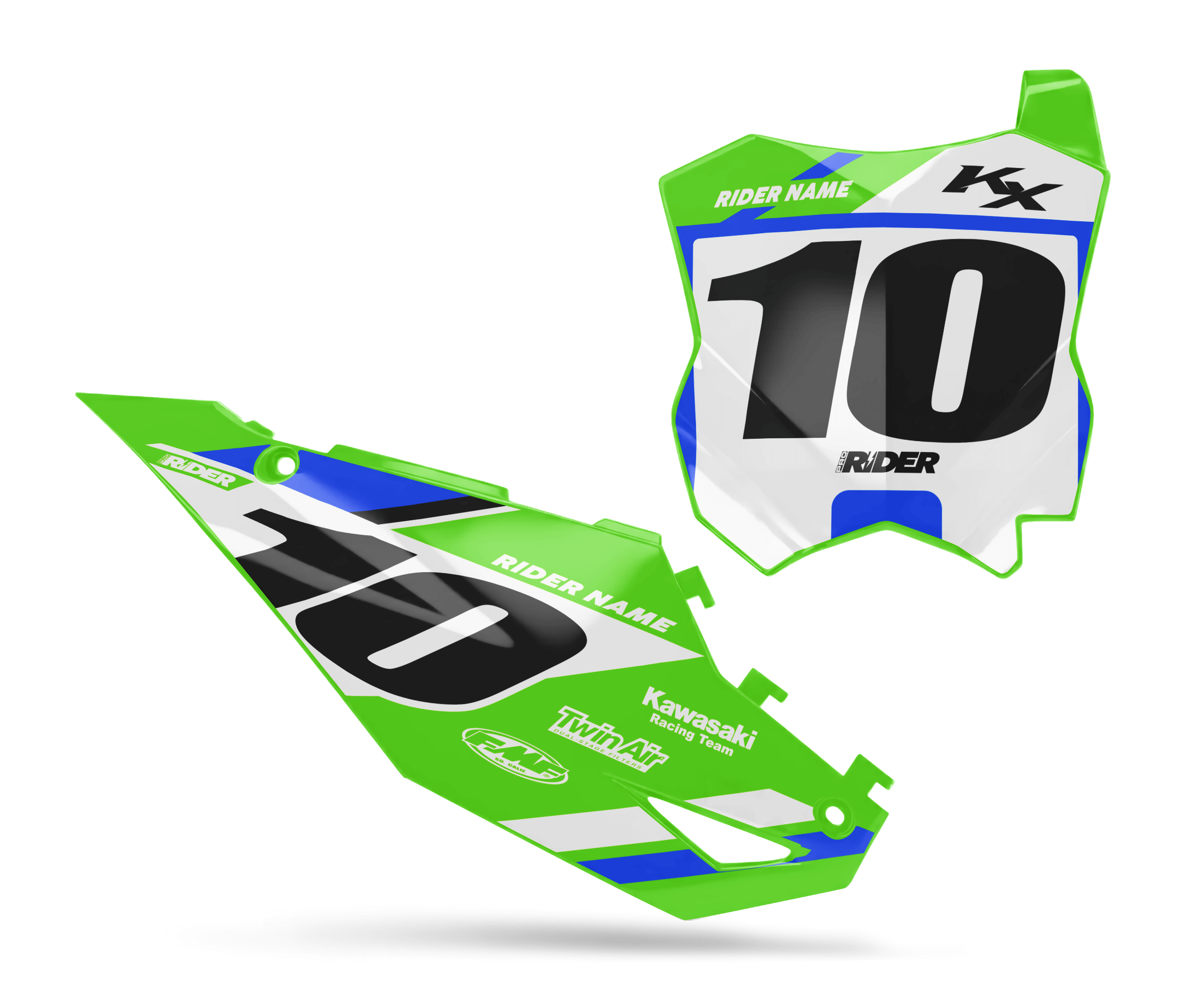 KAWASAKI Custom Number Plates | Bands Green Blue