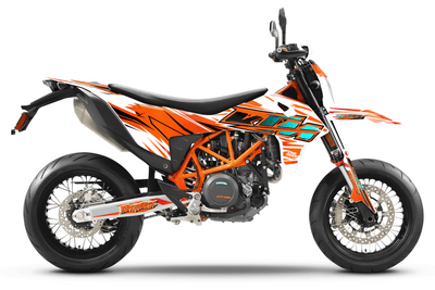 KTM SUPERMOTO Full Graphics Kit | Stock V2 White Teal