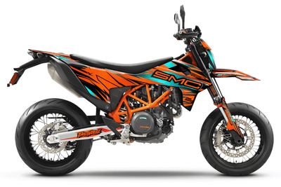 KTM SUPERMOTO Full Graphics Kit | Stock V3 Orange Teal