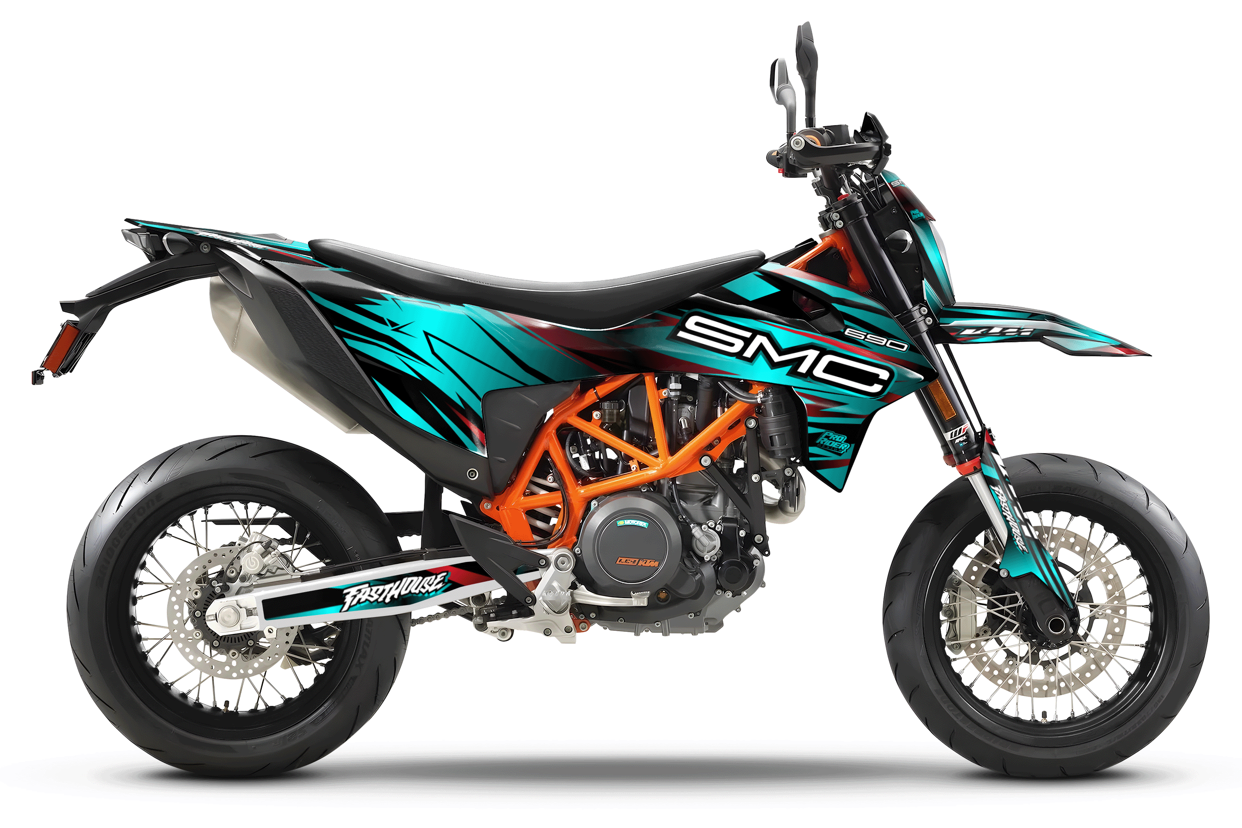 KTM SUPERMOTO Full Graphics Kit | Stock V3 Black Teal