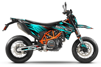 KTM SUPERMOTO Full Graphics Kit | Stock V3 Black Teal